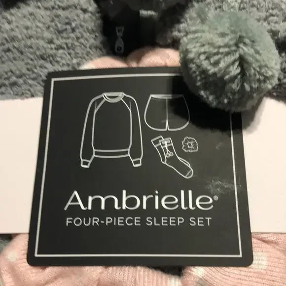 NEW Ambrielle Gray & Pink 4pc Sleep Set Size L - Picture 2 of 4